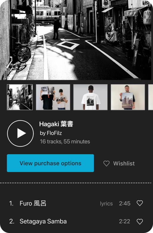 Owned album screen on Bandcamp mobile app